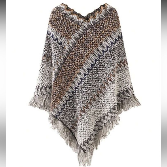 COMING 🔜 Cozy Multicolor Oversized Knit Poncho - Picture 1 of 4